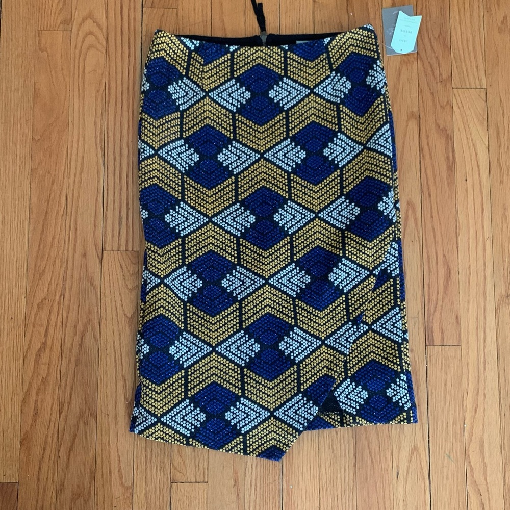 NWT MAEVE patterned Skirt blue yellow white dots Anthropologie size 8